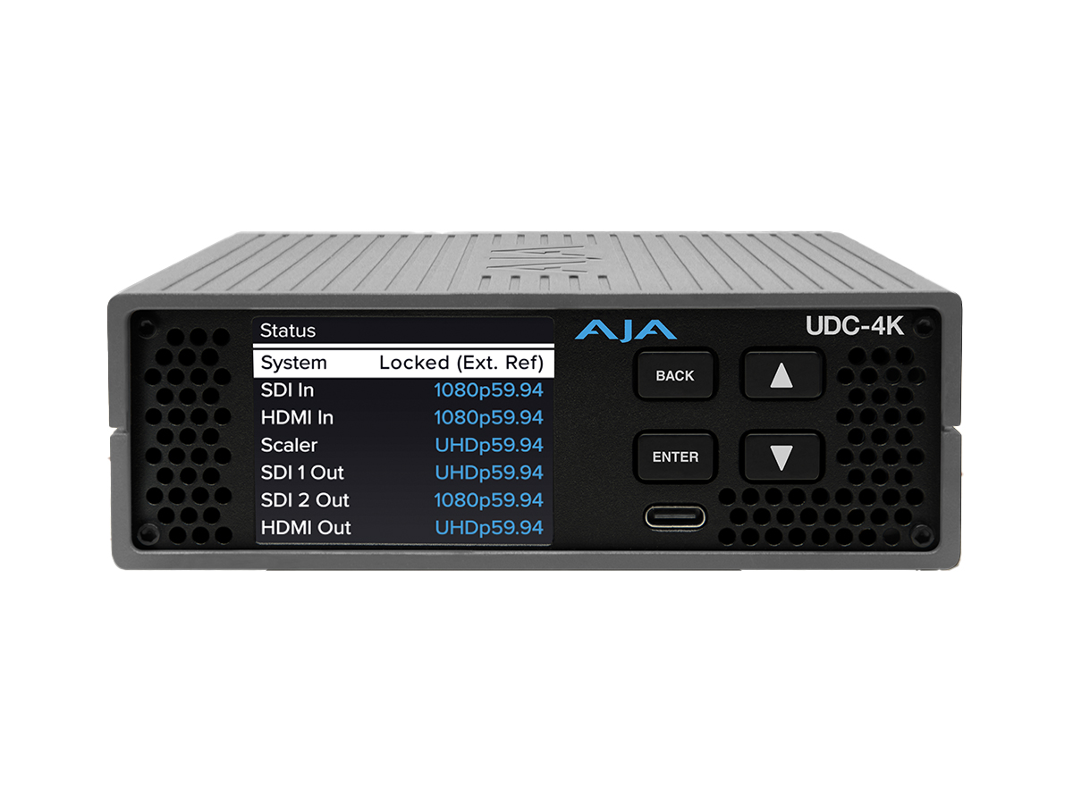 AJA UDC-4K 12G-SDI / HDMI 2.0 Up/Down/Cross Converter Frame Sync 4Kp60 HDR 12-bit