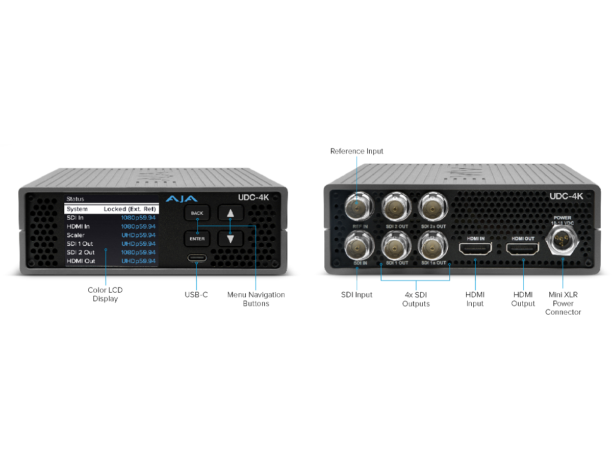 AJA UDC-4K 12G-SDI / HDMI 2.0 Up/Down/Cross Converter Frame Sync 4Kp60 HDR 12-bit - Image 3