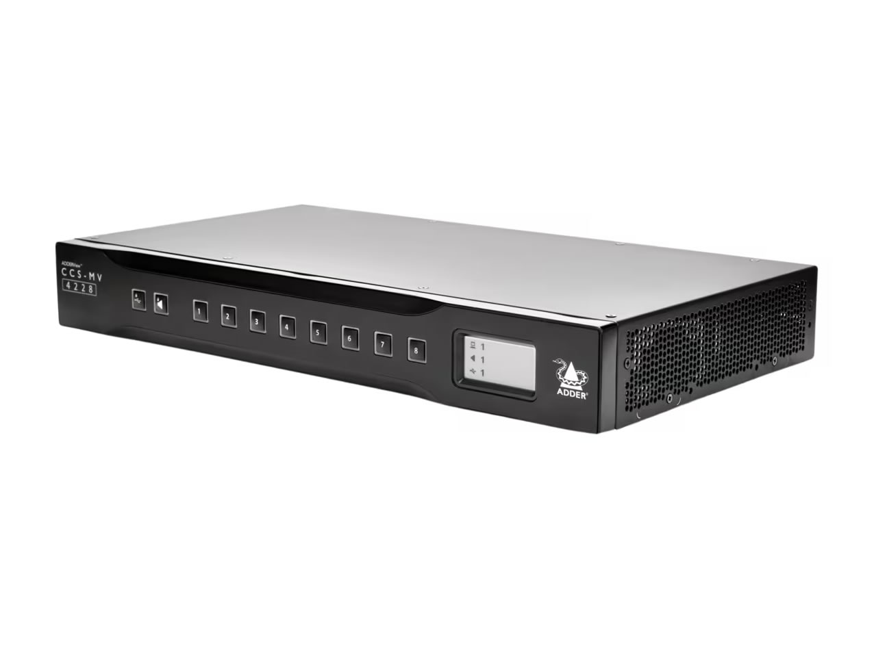 Adder CCS-MV4228-US 4K Multi-Viewer switcher 8 Ports DisplayPort / HDMI / USB / Audio / Dual-Output