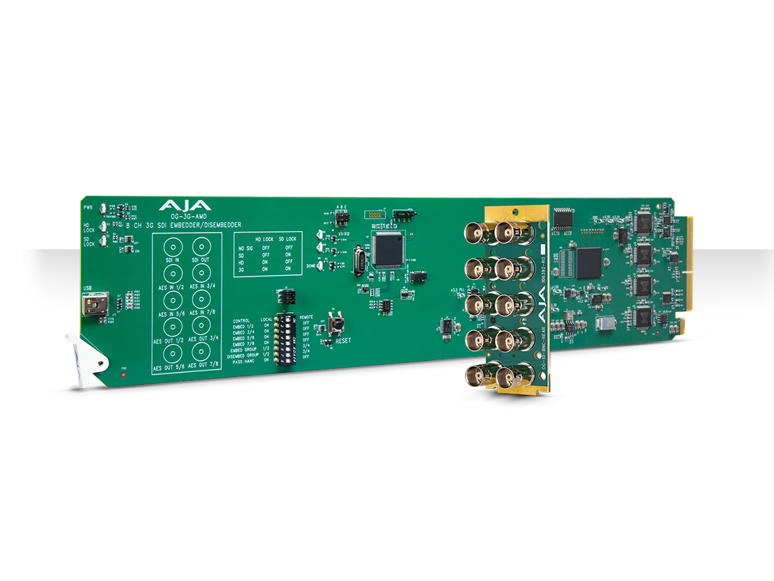 AJA OG-3G-AMD openGear 3G-SDI 8-Channel 24-bit AES Embedder/Disembedder Card with DashBoard Support