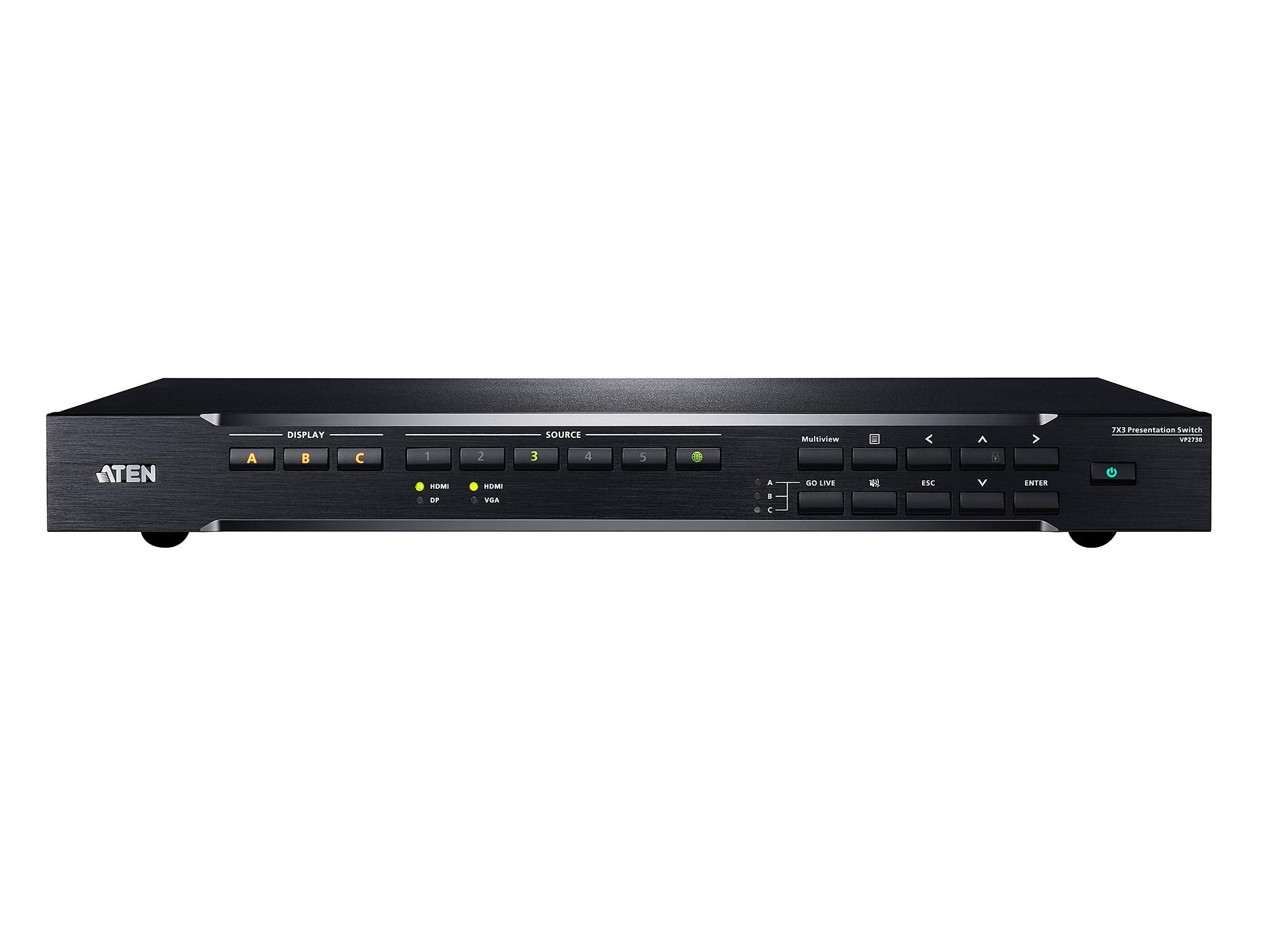 Aten VP2730 7x3 Seamless Presentation Matrix Switch with Scaler/Streaming/Audio Mixer and HDBaseT - Image 2