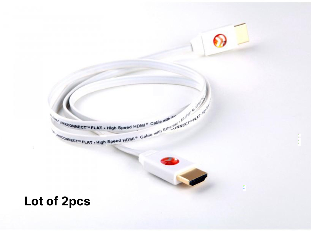 Atlona AT-LCF-12-SET2 12ft Flat HDMI High Speed Ethernet Cable for Blu-ray DVD Xbox One PS3 PS4 HDTV (Lot of 2pcs)