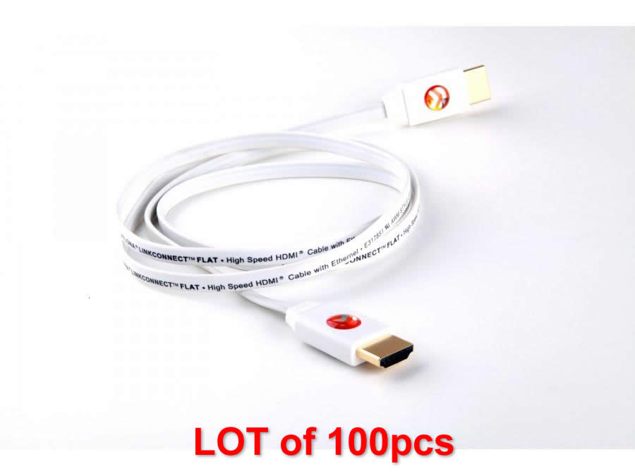 Atlona AT-LCF-8_L100 8ft Flat HDMI High Speed Ethernet Cable for Bluray HDTV PS3 ROKU Xbox One LOT of 100pcs