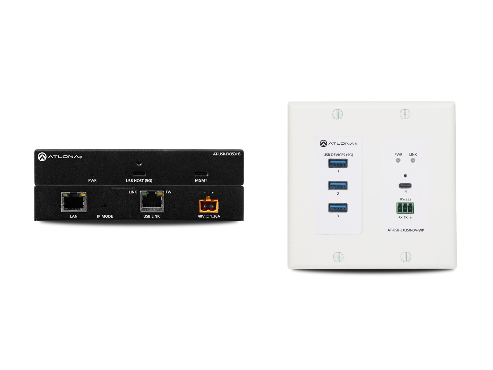 Atlona AT-USB-EX350-WPD-KIT USB 3.2 Gen1 Extender 330ft / 5Gbps / USB-C Host / 3x USB-A 1x USB-C Device