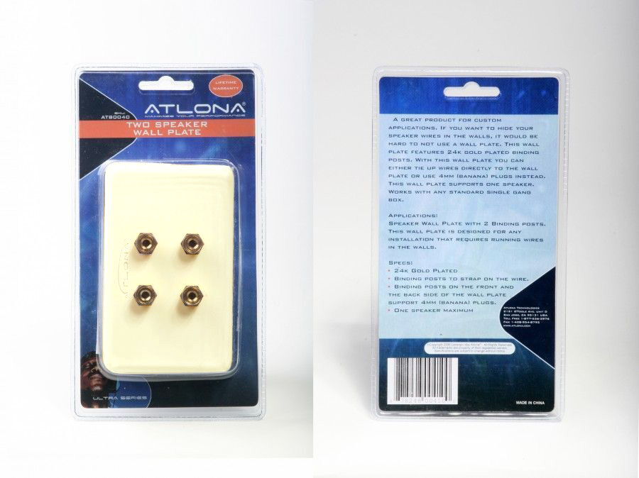 Atlona AT80040 HIGH-QUALITY WALL PLATE FOR 2 SPEAKERS - Image 2