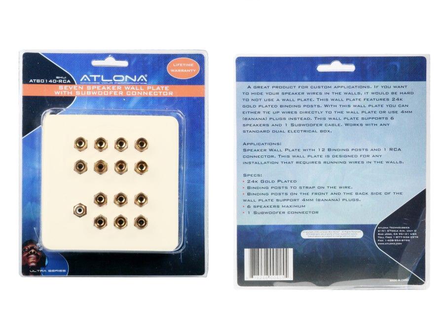 Atlona AT80140-RCA 7 Speaker Wall Plate With Subwoofer Input - Image 2