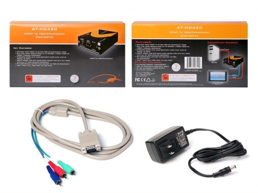 Atlona AT-HD420-b HDMI to VGA/Component + Stereo Audio Format Converter - Image 2