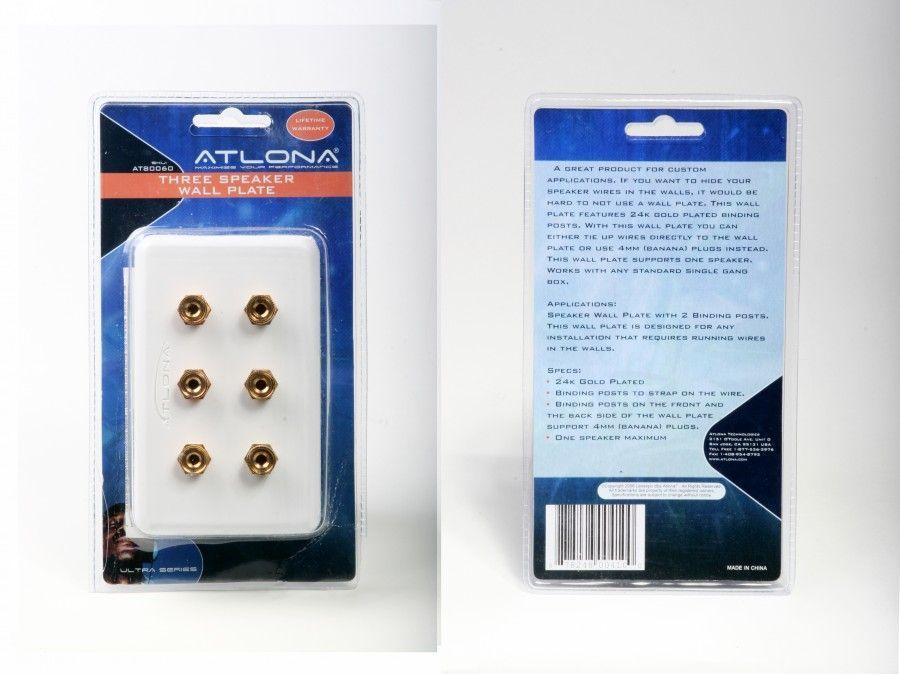 Atlona AT80060_L40 HIGH-QUALITY WALL PLATE FOR 3 SPEAKERS LOT of 40pcs - Image 2