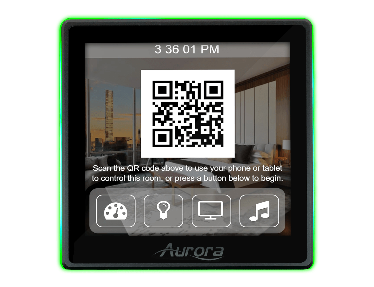 Aurora Multimedia RXT-4WM-G3-B 4” 1:1 aspect ratio in-wall ReAX touch panel control system with serial, relay, I/O, IR, and Ethernet control ports
