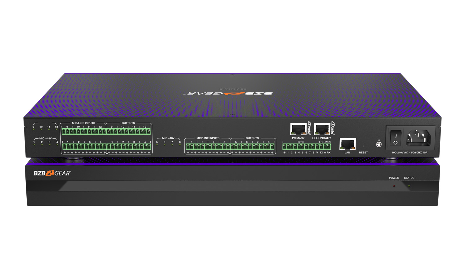 BZBGEAR BG-A1616MD 16×16 Balanced Digital Audio Processor/Matrix with 12-Channel Mic Line In/Out and 4-Channel Dante In/Out plus AEC/ANS/Filter/Limiter/EQ/Delay Support
