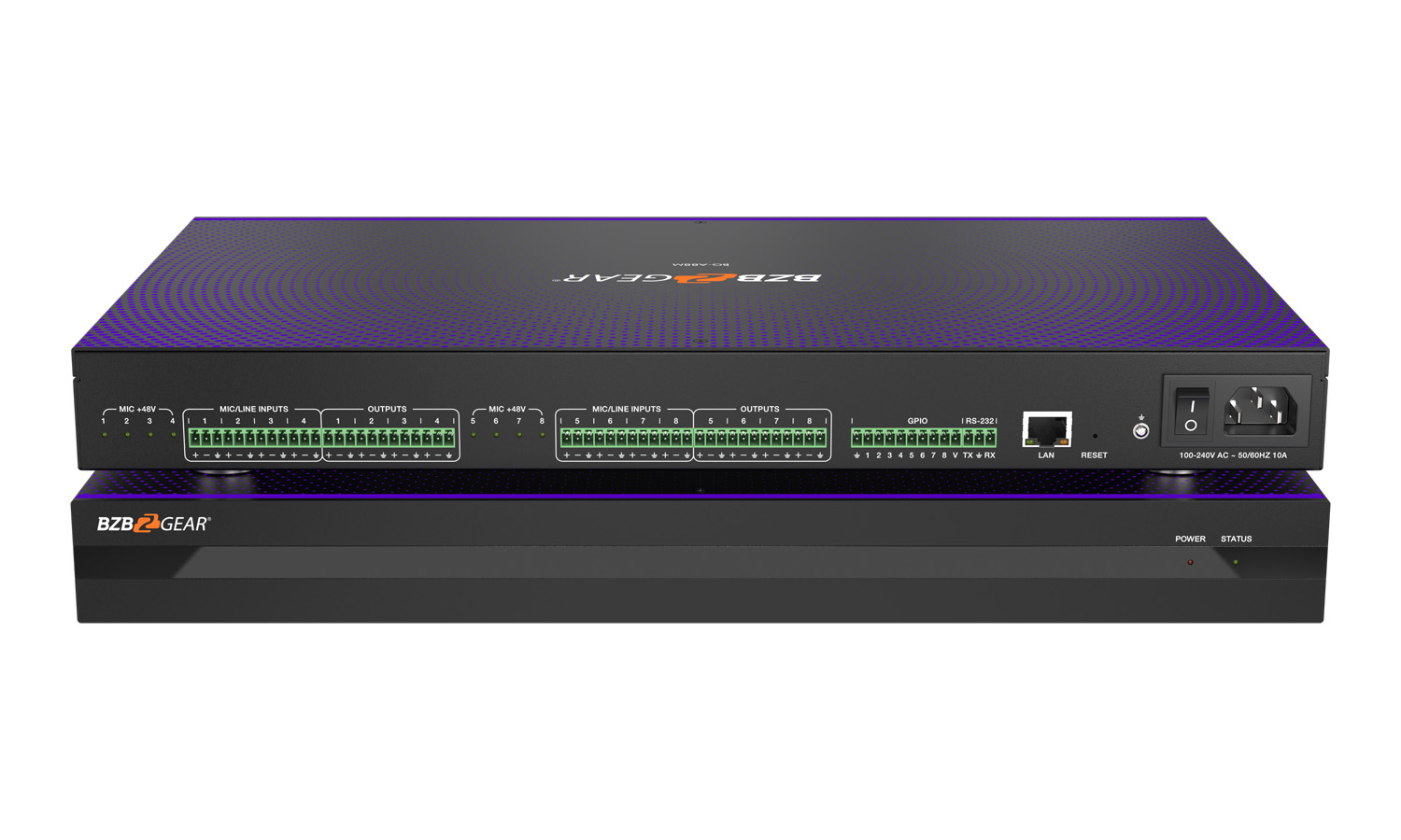 BZBGEAR BG-A88M 8×8 Balanced Digital Audio Processor/Matrix with AEC/ANS/AGC/Auto Mixer and 8-Channel Programmable GPIO Support