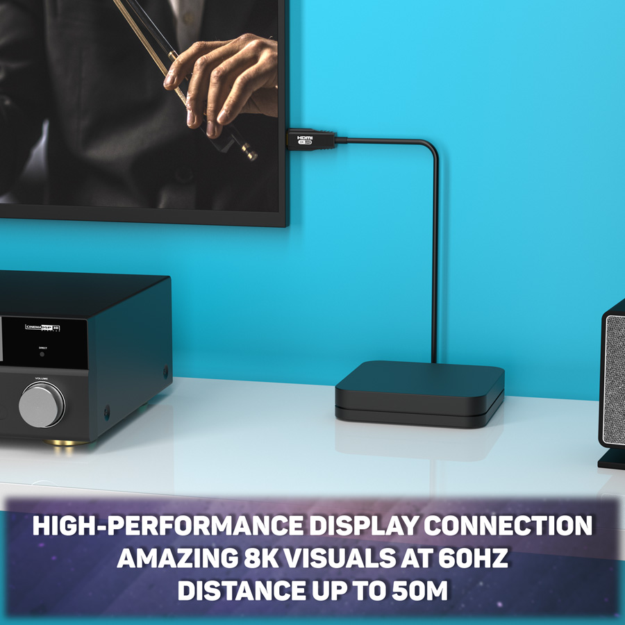BZBGEAR BG-CAB-H21A50 8K UHD HDMI 2.1 48Gbps Active Optical Cable - 50m/164ft - Image 9