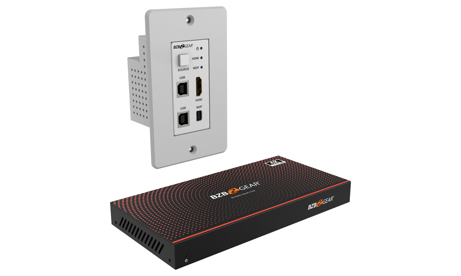 BZBGEAR BG-EXHD-70UWP-W 3×1 HDMI/MDP/KVM Wall Plate Switcher & HDBaseT Extender Kit, 4K UHD 18Gbps – 230ft Range
