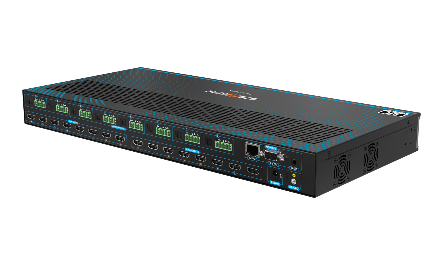 BZBGEAR BG-8K-88MA-b 8x8 8K UHD HDMI 2.1 Matrix Switcher with Auto Downscaling/Audio De-Embedding (8K60/4K120 and VRR/FVA/ALLM Support) - Image 3