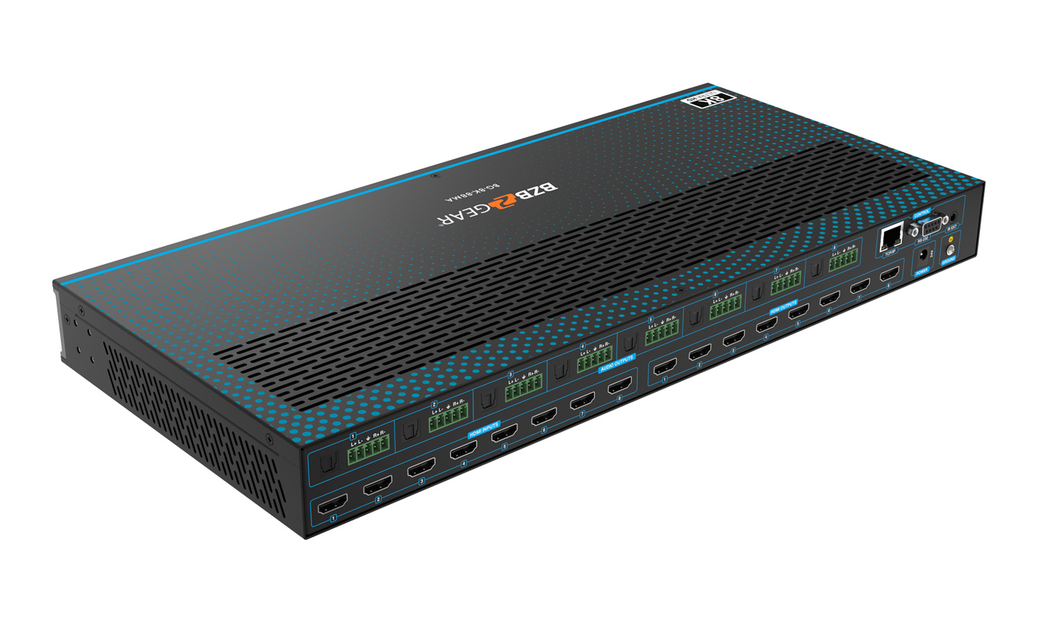 BZBGEAR BG-8K-88MA-b 8x8 8K UHD HDMI 2.1 Matrix Switcher with Auto Downscaling/Audio De-Embedding (8K60/4K120 and VRR/FVA/ALLM Support) - Image 4