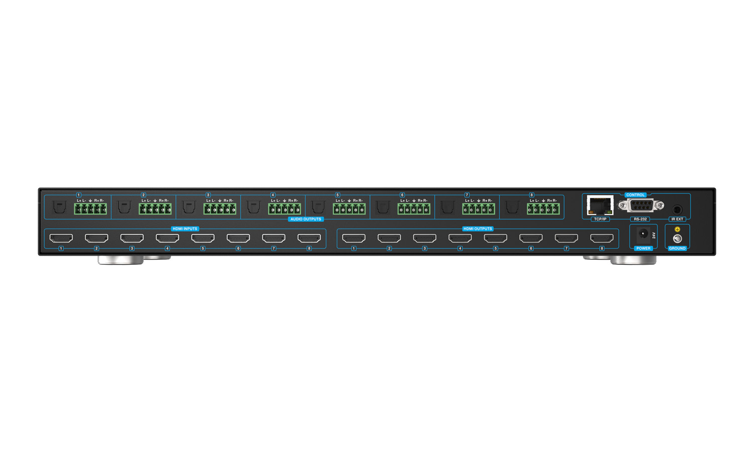 BZBGEAR BG-8K-88MA-b 8x8 8K UHD HDMI 2.1 Matrix Switcher with Auto Downscaling/Audio De-Embedding (8K60/4K120 and VRR/FVA/ALLM Support) - Image 6