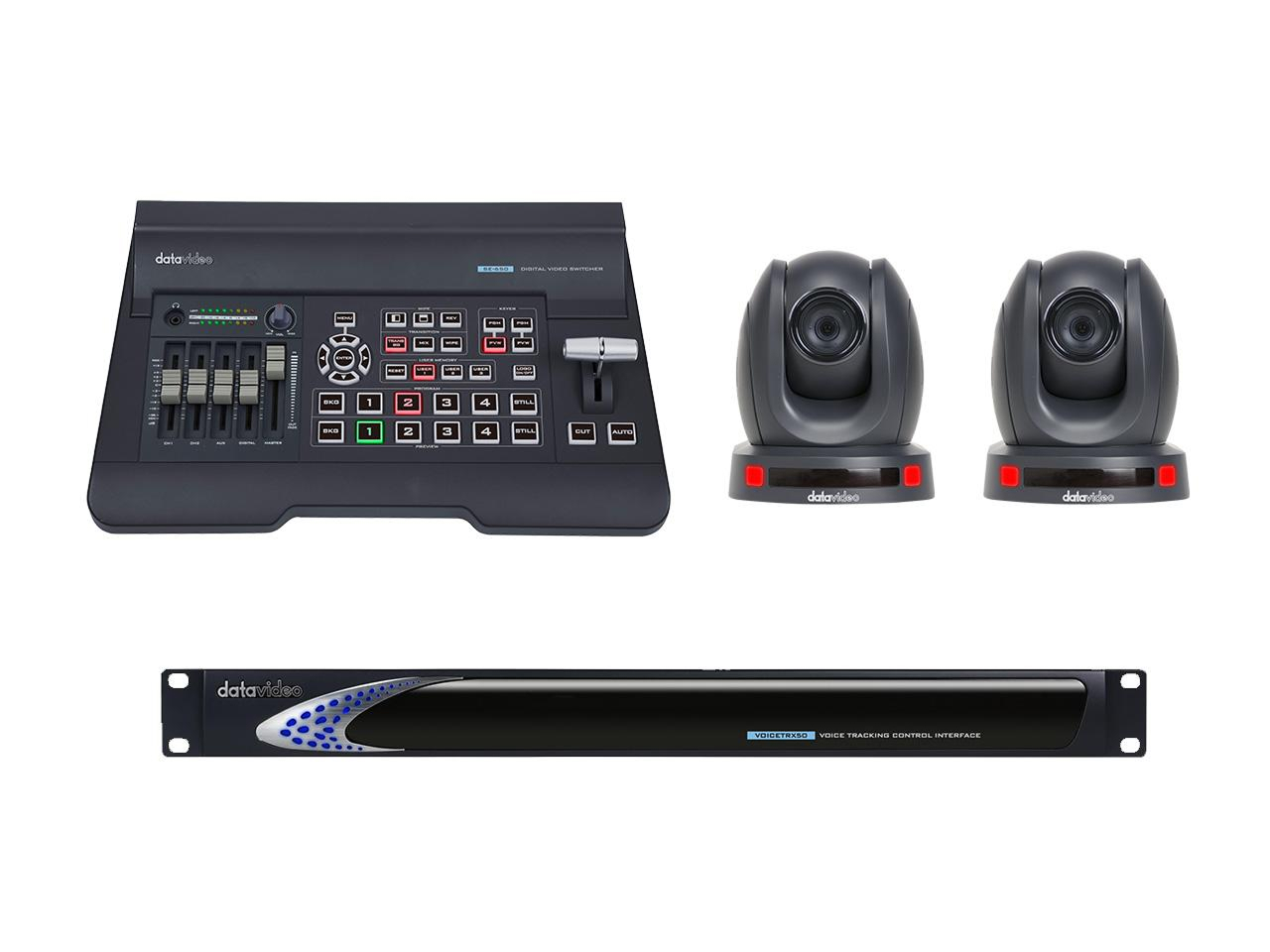 Datavideo Autocast Pro Kit Voice-Activated Camera Switcher / 2 PTZ 20x Zoom / SE-650 4-Input HD