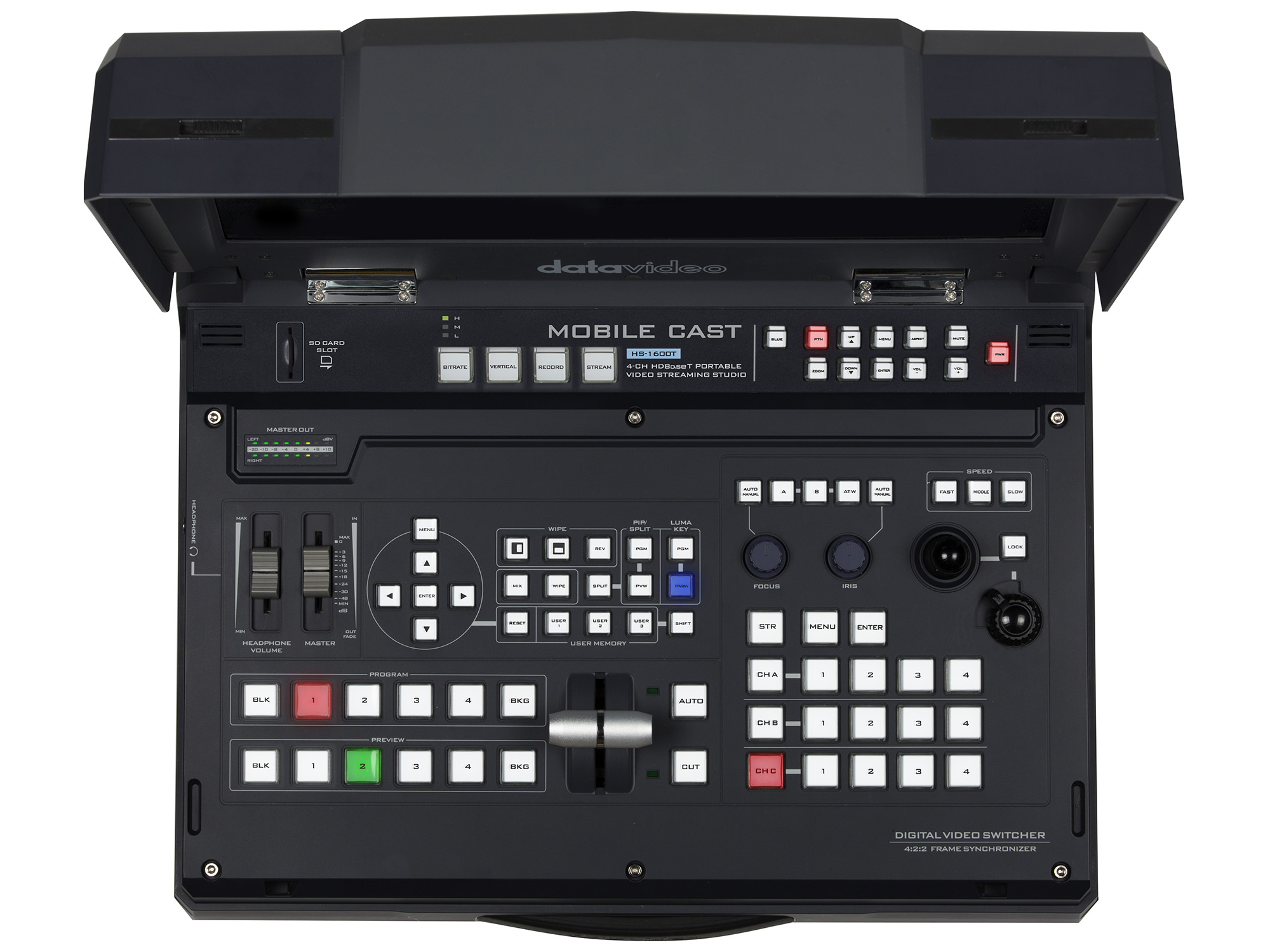 Datavideo HS-1600T MK II 4-Channel HD/SD HDBaseT Portable Video Streaming Studio - Image 3