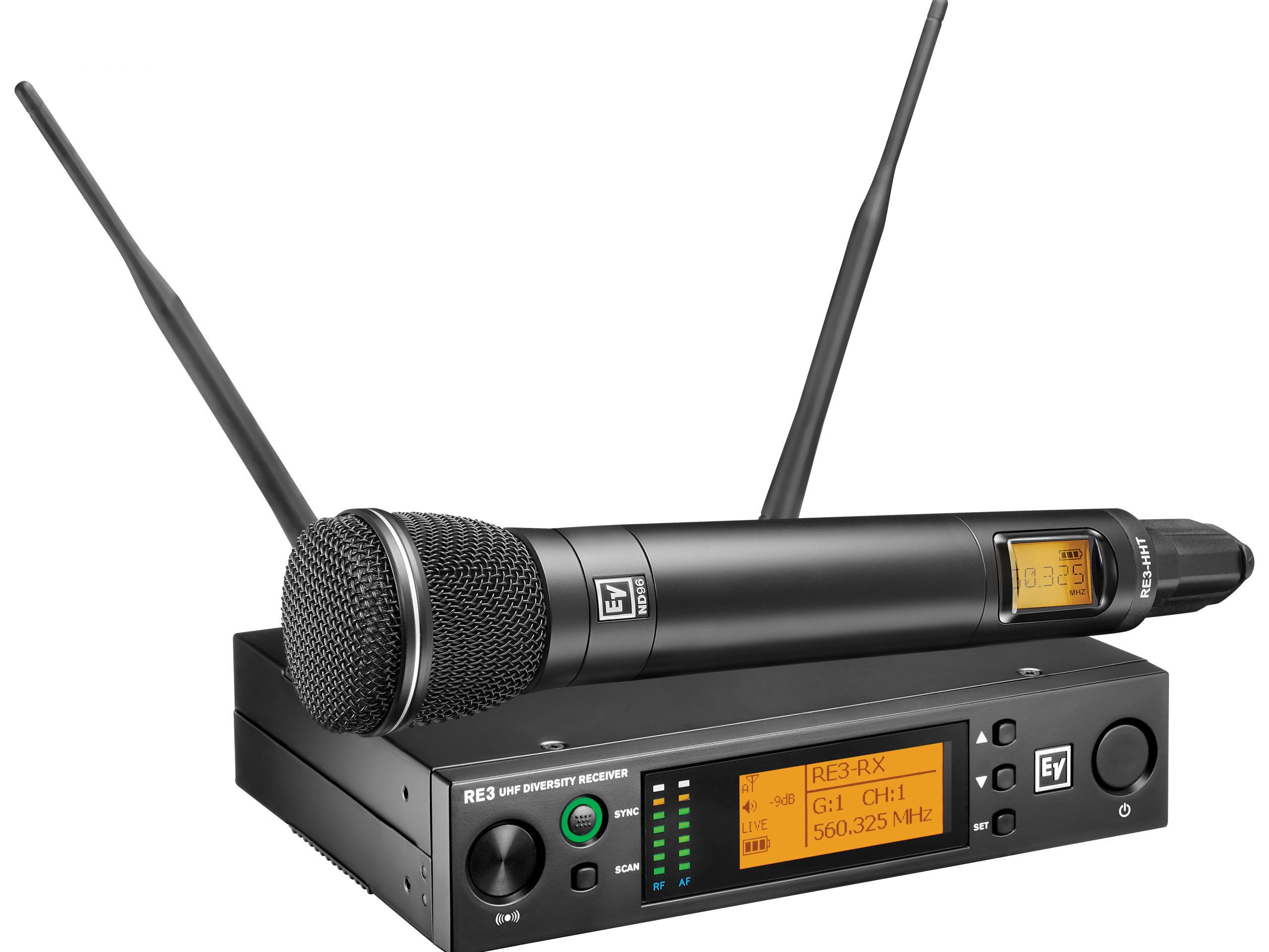 Electro-Voice RE3-ND96-5L Handheld Wireless Vocal Mic Head 488-524 MHz 10/50 mW Supercardioid Presence EQ
