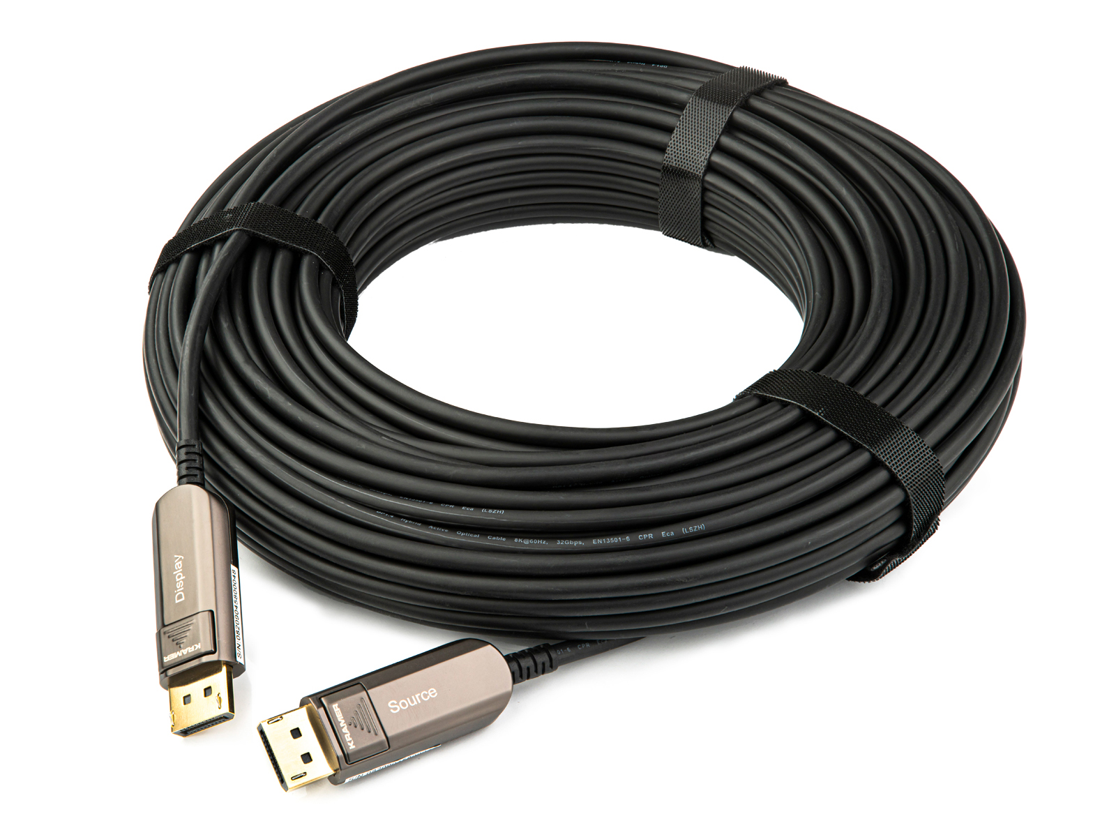 Kramer CP-AOCDP/UF-33 10m/33ft 8K DisplayPort 1.4 Active Optical Cable Plenum Rated HBR3 DSC