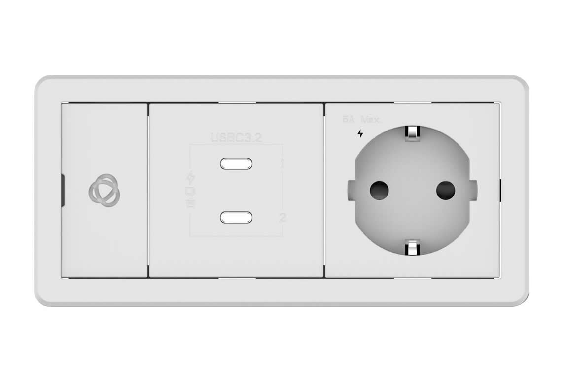 Kramer T-IN2-FRAME-W Baseline, In–Table elegant tabletop connectivity for 2 modules, White Frame Rectangle
