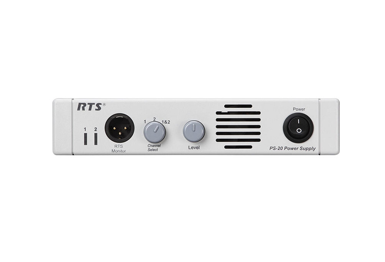 RTS PS-20 1.8A per Channel 2-Channel Intercom Power Supply 25-Station 28-32VDC Rackmount