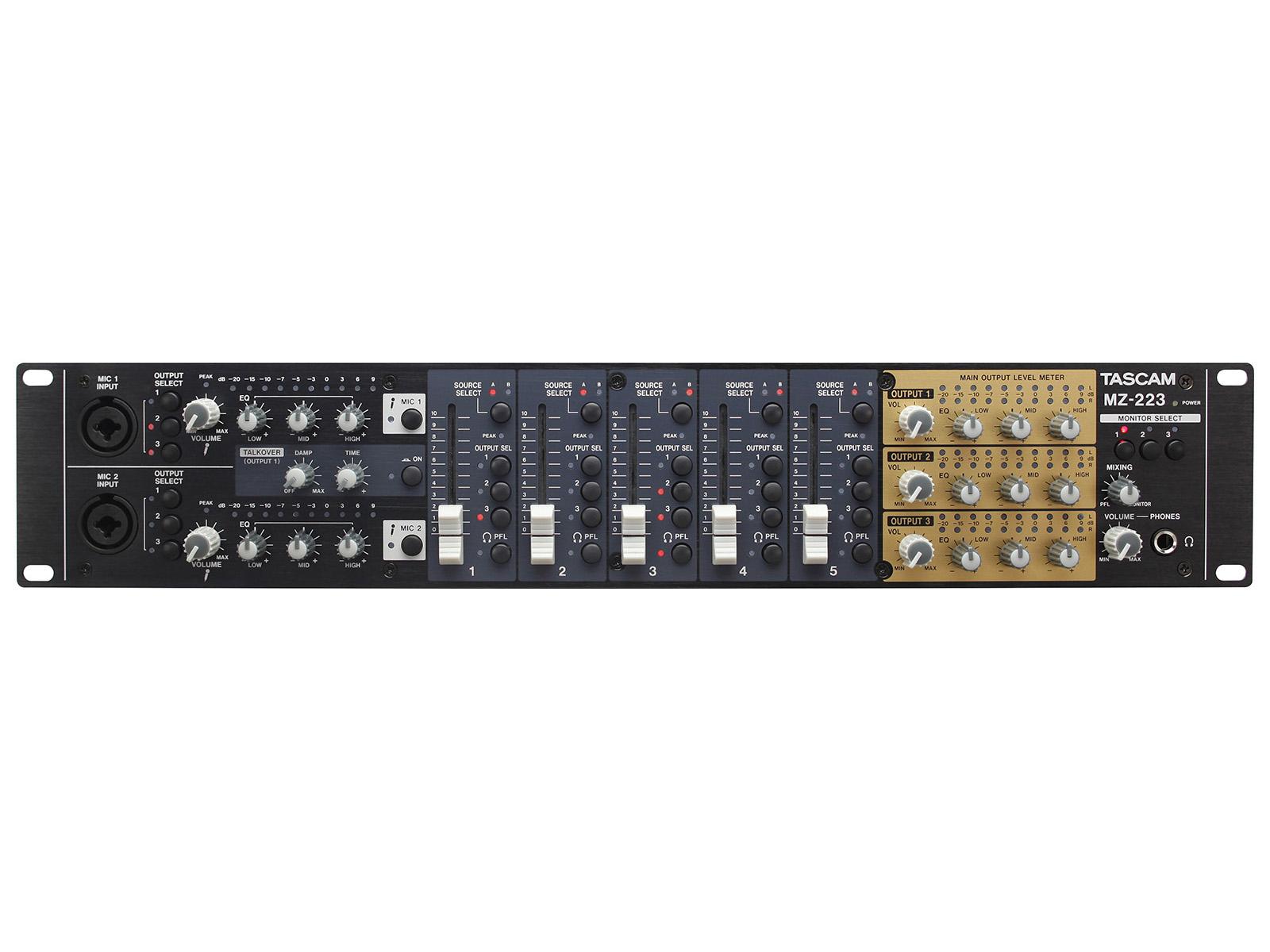 TASCAM MZ-223 Industrial-grade 2U Audio 3-Zone Mixer