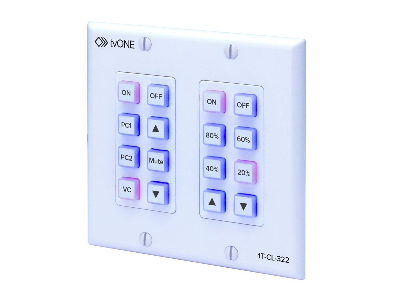 TV One 1T-CL-322-US North American 16 button 2-gang wall mounted control panel
